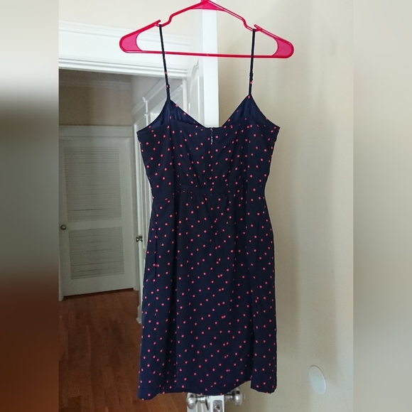 J. CREW Navy Blue & Pink Polka Dot Dress Size 6 - Picture 7 of 11